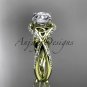 14kt yellow gold diamond celtic trinity knot engagement ring with a Moissanite center stone CT7218