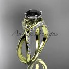 14kt yellow gold diamond celtic trinity knot engagement ring with a Black Diamond center stoneCT7218