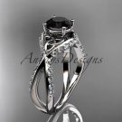 Platinum diamond celtic trinity knot engagement ring with a Black Diamond center stoneCT7218