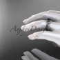 Platinum diamond celtic trinity knot engagement ring with a Black Diamond center stoneCT7218