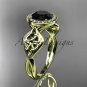 14kt yellow gold diamond celtic trinity knot engagement ring with a Black Diamond center stoneCT7219