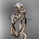14kt rose gold diamond celtic trinity knot wedding ring, engagement ring CT7221