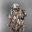14kt rose gold celtic trinity knot wedding ring, engagement set CT7238S