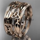 14kt rose gold celtic trinity knot wedding band, engagement ring CT7242B