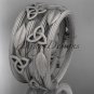 14kt white gold celtic trinity knot matte finish wedding band, engagement ring CT7242B