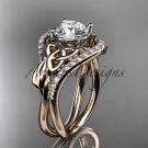 14kt rose gold diamond celtic trinity knot wedding ring, engagement ring CT7244