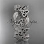 14kt white gold diamond celtic trinity knot matte finish wedding band, engagement ring CT7250B