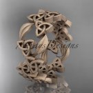 14kt rose gold diamond celtic trinity knot matte finish wedding band, engagement ring CT7250B