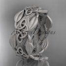 14kt white gold celtic trinity knot matte finish wedding band, engagement ring CT7259B