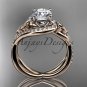 14kt rose gold diamond celtic trinity knot wedding ring, engagement ring CT7320