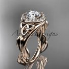 14kt rose gold diamond celtic trinity knot wedding ring, engagement ring CT7327