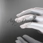 14kt white gold celtic trinity knot matte finish wedding band, engagement ring CT7347G