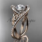 14kt rose gold diamond celtic trinity knot wedding ring, engagement ring CT7369