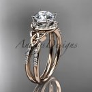 14kt rose gold diamond celtic trinity knot wedding ring, engagement ring CT7373