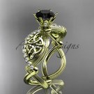 14kt yellow gold diamond celtic trinity knot engagement ring with a Black Diamond center stoneCT7192