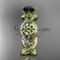 14kt yellow gold diamond celtic trinity knot engagement ring with a Black Diamond center stoneCT7192
