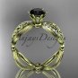 14kt yellow gold diamond celtic trinity knot engagement ring with a Black Diamond center stoneCT7192