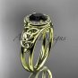 14kt yellow gold diamond celtic trinity knot engagement ring with a Black Diamond center stoneCT7131