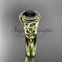 14kt yellow gold diamond celtic trinity knot engagement ring with a Black Diamond center stoneCT7131