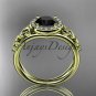 14kt yellow gold diamond celtic trinity knot engagement ring with a Black Diamond center stoneCT7131