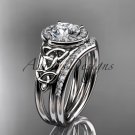 Platinum diamond celtic trinity knot wedding ring, engagement set CT7131S