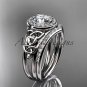Platinum diamond celtic trinity knot wedding ring, engagement set CT7131S