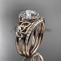 14kt rose gold diamond celtic trinity knot engagement set with a Moissanite center stone CT7131S