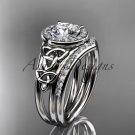 Platinum diamond celtic trinity knot engagement set with a  Moissanite center stone CT7131S