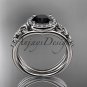 14kt white gold diamond celtic trinity knot engagement set with a Black Diamond center stone CT7131S