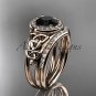 14kt rose gold diamond celtic trinity knot engagement set with a Black Diamond center stone CT7131S