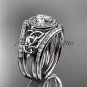 Platinum diamond celtic trinity knot engagement ring with a double matching band CT7131S