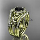 14ktyellow goldt ring with a Black Diamond center stoneCT7131S diamond celtic trinity knot engagemen