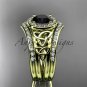 14ktyellow goldt ring with a Black Diamond center stoneCT7131S diamond celtic trinity knot engagemen