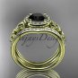 14ktyellow goldt ring with a Black Diamond center stoneCT7131S diamond celtic trinity knot engagemen