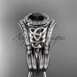 Platinum diamond celtic trinity knot engagement ring with a Black Diamond center stoneCT7131S