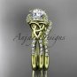 14kt yellow gold diamond celtic trinity knot wedding ring, engagement set CT7155S