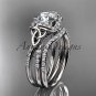 Platinum diamond celtic trinity knot wedding ring, engagement set CT7155S