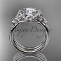 14kt white gold diamond celtic trinity knot engagement set with a Moissanite center stone CT7155S