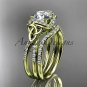 14kt yellow gold diamond celtic trinity knot engagement set with a Moissanite center stone CT7155S