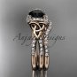 14kt rose gold diamond celtic trinity knot engagement set with a Black Diamond center stone CT7155S