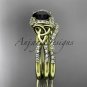 14kt yellow gold diamond celtic trinity knot engagement set with a Black Diamond center stoneCT7155S