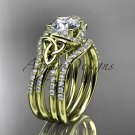 14kt yellow gold diamond celtic trinity knot engagement ring with a Moissanite center stone CT7155S