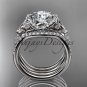 Platinum diamond celtic trinity knot engagement ring with a Moissanite center stone CT7155S