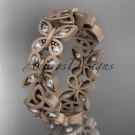 14kt rose gold diamond celtic trinity knot matte finish wedding band, engagement ring CT7198B