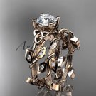 14kt rose gold diamond celtic trinity knot engagement ring with a Moissanite center stone CT7215S