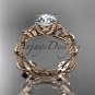 14kt rose gold diamond celtic trinity knot engagement ring with a Moissanite center stone CT7215S