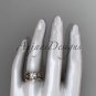 14kt rose gold diamond celtic trinity knot engagement ring with a Moissanite center stone CT7215S