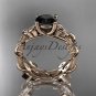 14kt rose gold diamond celtic trinity knot engagement ring with a Black Diamond center stoneCT7215S
