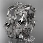 Platinum diamond leaf and vine wedding band, engagement ring ADLR188B