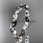 14k white gold diamond leaf and vine wedding band,engagement ring ADLR13B